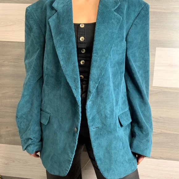 Oversized Corduroy Turquoise Blazer - Picture 4 of 6